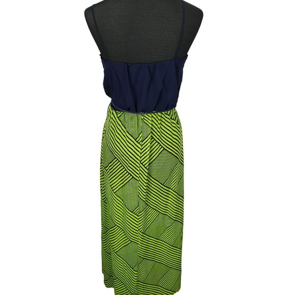 City Triangles Women's Lime Green Blue Sleeveless Size Medium Jrs Maxi Dress‎ - Picture 3 of 9
